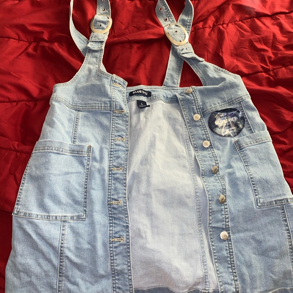 Denim overall skirt